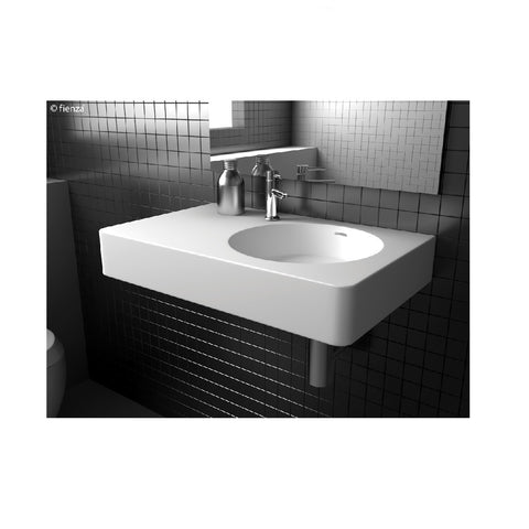 Fienza Wall Basin Encanto 700 Solid Surface No Tap Hole Right Hand Bowl (With Overflow) Matte White CSB11-70R-0 (4689839194172)