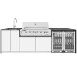 Euro Alfresco Outdoor Kitchen Eva Plus 2.9m long White Cabinetry/20mm Sparkling Grey Stone Benchtop Free Assembly, Check & Measure* Evaplus18