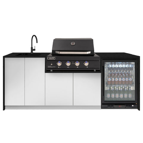 Euro Alfresco Outdoor Kitchen Kiera 2.4m long White Cabinetry/20mm Sparkling Black Stone Benchtop Free Assembly, Check & Measure* Kiera04