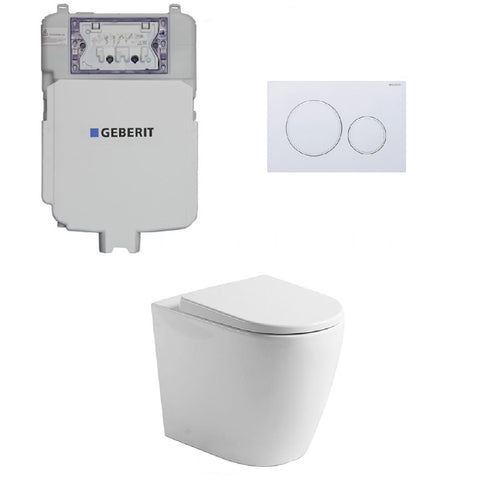 Geberit Toilet Package, Rimless Pan to Floor, Sigma 8 Inwall Cistern with Sigma 20 Flush Plate Matt White (4675268608060)