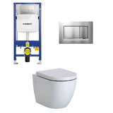 Geberit Toilet Package, Fienza Koko White Wall Hung Pan, Sigma 8 Inwall Cistern Frame with Sigma 30 Flush Plate Matt Chrome (4675267854396)