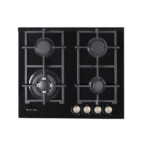 Artusi Cooktop 60cm 4 Burner Gas Hob Glass Black CAGH6000B (4615427358780)