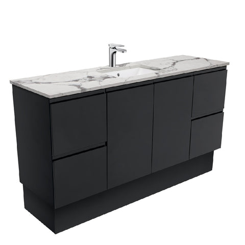 Fienza Fingerpull Black Calacatta Marble Kicker 1500mm Vanity (Single Bowl)SM150ZBKS (4597292793916)