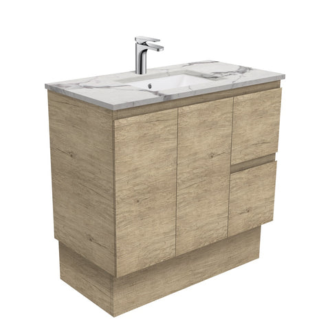 Fienza Edge Scandi Oak Calacatta Marble Kicker 900mm Vanity (Left Drawers) SM90SKL (4597291548732)