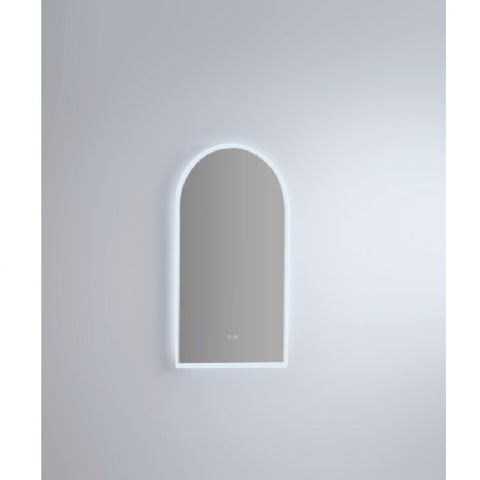 Remer Arch Mirror LED 500x900mm Brushed Brass Aluminium Frame AR50D-BB