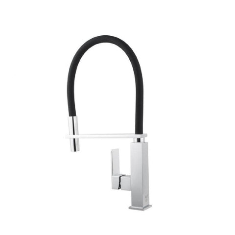 Aquaperla Kitchen Square Sink Mixer Chrome with Black Pull Out Hose CH1032KM (4670902304828)