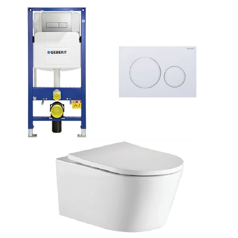 Geberit Toilet Package, Oliveri Oslo Wall Hung Pan, Sigma 8 Inwall Cistern Frame with Sigma 20 Flush Plate Matt White (4675267526716)