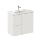 Fienza Siska Slim 750mm Wall Hung Vanity Unit (Left Drawers) Satin White 75DFL