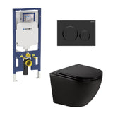 Geberit Toilet Package, Fienza Koko Wall Hung Matte Black Pan, Sigma 8 Inwall Cistern With Sigma 20 Flush Plate Matte Black