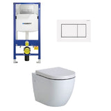 Geberit Toilet Package, Fienza Koko White Wall Hung Pan, Sigma 8 Inwall Cistern Frame with Sigma 30 Flush Plate Matt White (4675267887164)