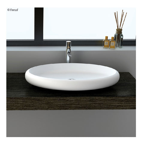 Fienza Antonia Cast Stone Solid Surface Basin Matte White CSB088