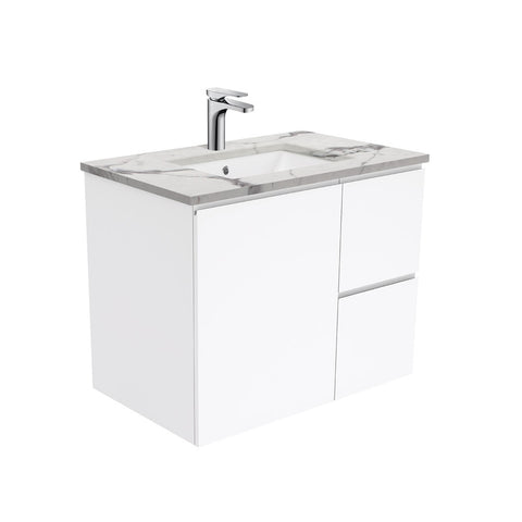 Fienza Fingerpull Calacatta Marble Wall Hung 750mm Vanity (Left Drawers) SM75FL (4597290074172)