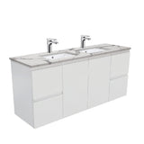 Fienza Fingerpull Matte Calacatta Marble Wall Hung 1500mm Vanity (Double Bowl)SM150ZD (4597290860604)