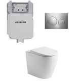 Geberit Toilet Package, Rimless Pan to Floor, Sigma 8 Inwall Cistern with Sigma 20 Flush Plate Bright Chrome (4675268509756)