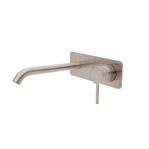 Fienza Kaya Wall Basin/ Bath Mixer Set Soft Square Plate 200mm Outlet Brushed Nickel 228106BN-200 (4705866547260)