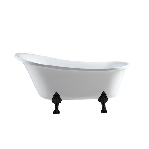 Fienza Clawfoot Acrylic Bath 1500mm White with Matte Black Feet FR25501500B (4597285322812)