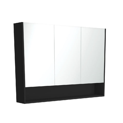 Fienza Mirror Cabinet 1200mm with Undershelf Matte Black PSC1200SB (4689840603196)