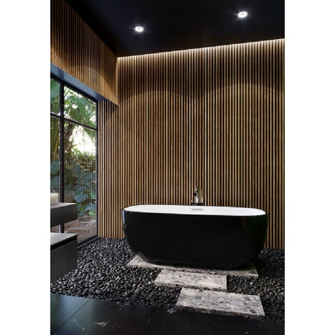 BelBagno Sapphire Black 1650mm Freestanding Bath Acrylic Black BB11672B (Bonus: Pop up waste colour included)