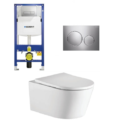 Geberit Toilet Package, Oliveri Oslo Wall Hung Pan, Sigma 8 Inwall Cistern Frame with Sigma 20 Flush Plate Bright Chrome (4675267428412)