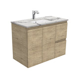 Fienza Edge Scandi Oak Calacatta Marble Wall Hung 900mm Vanity (Left Drawers) SM90SL (4597291253820)