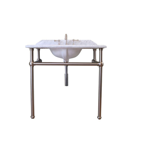 Turner Hastings Mayer Brushed Nickel Washstand With 90 x 55 Real Carrara Marble Top 1 th MA903WS-BN-1TH