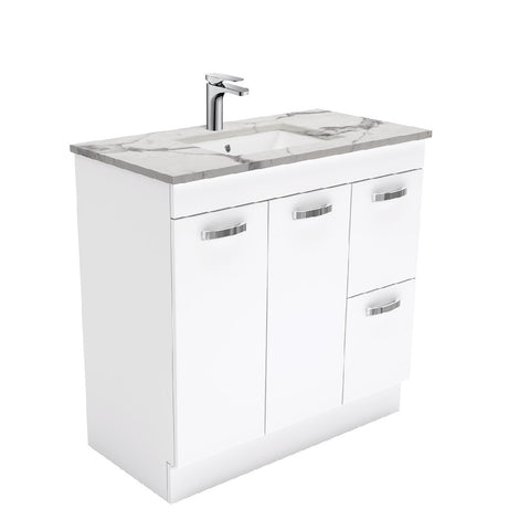 Fienza Unicab Calacatta Marble Kicker 900mm Vanity (Right Drawers) SM90NKWR (4597289844796)