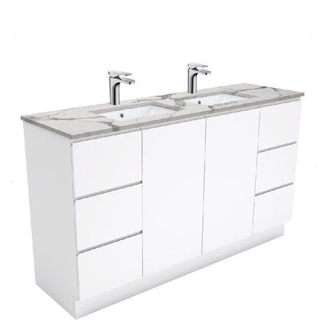 Fienza Fingerpull Calacatta Marble Kicker 1500mm Vanity (Double Bowl)SM150CD (4597290565692)