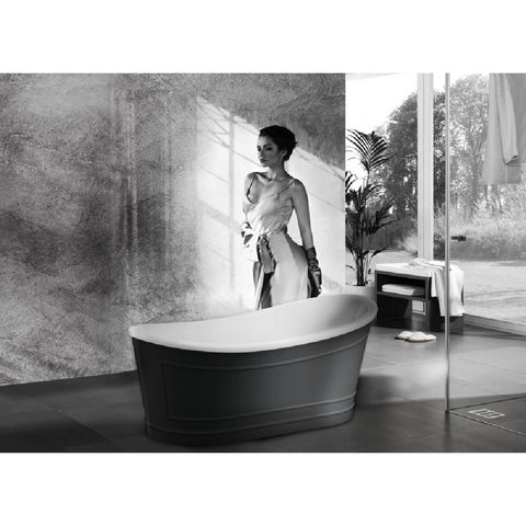 BelBagno Ritz Freestanding Bath Solid Surface 1676mm Matte Grey BB32-MATTEGREY (Bonus: Pop up waste colour included)