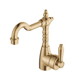 Fienza Eleanor Shepherds Crook Basin Mixer Urban Brass with Urban Brass Handle 202103UU