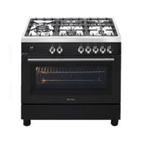 Artusi Oven 90cm 8 Func Upright W/ 5 Burners Electric Black AFG915B (4615430209596)