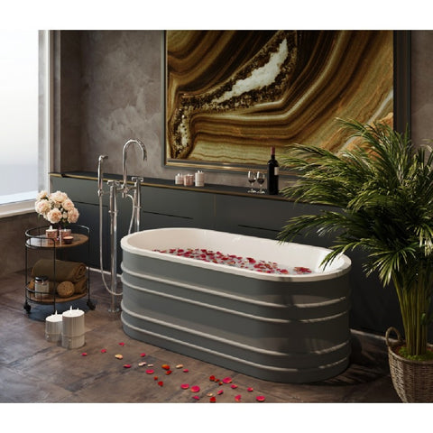 BelBagno Bucciano Freestanding Bath Solid Surface 1675mm Matte Grey BB26161 (Bonus: Pop up waste colour included)
