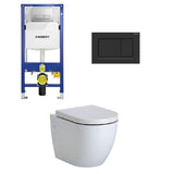 Geberit Toilet Package, Fienza Koko White Wall Hung Pan, Sigma 8 Inwall Cistern Frame with Sigma 30 Flush Plate Matt Black (4675267919932)