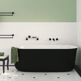 Fienza Windsor Acrylic Freestanding Bath 1700mm Matte Black with Gloss White Interior FR72-1700B