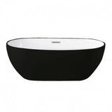 Belbagno Sapphire Black 1650mm Freestanding Bath Acrylic Black BB11672B