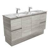 Fienza Edge Industrial Calacatta Marble Kicker 1500mm Vanity (Double Bowl)SM150XKD (4597292302396)