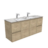 Fienza Edge Scandi Oak Calacatta Marble Wall Hung 1500mm Vanity (Double Bowl)SM150SD (4597291450428)