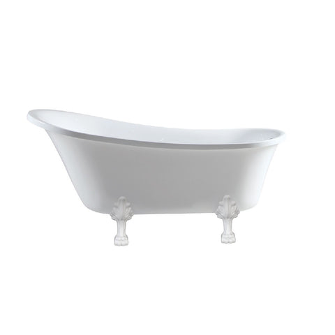 Fienza Clawfoot Acrylic Bath 1500mm White with Semi Gloss White Feet FR25501500W (4597285257276)