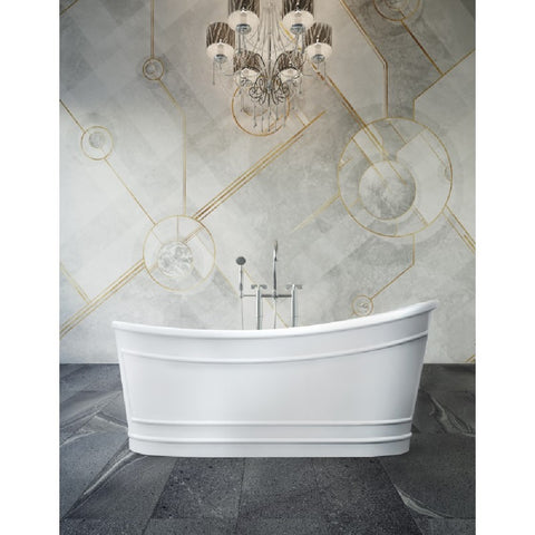 BelBagno Ritz Freestanding Bath Solid Surface 1676mm Matte White BB32-MATTEWHITE (Bonus: Pop up waste colour included)