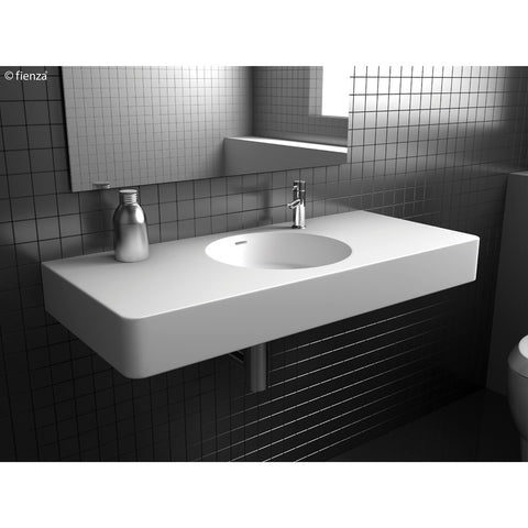 Fienza Wall Basin Encanto 1000 Solid Surface No Tap Hole (With Overflow) Matte White CSB11-100-0