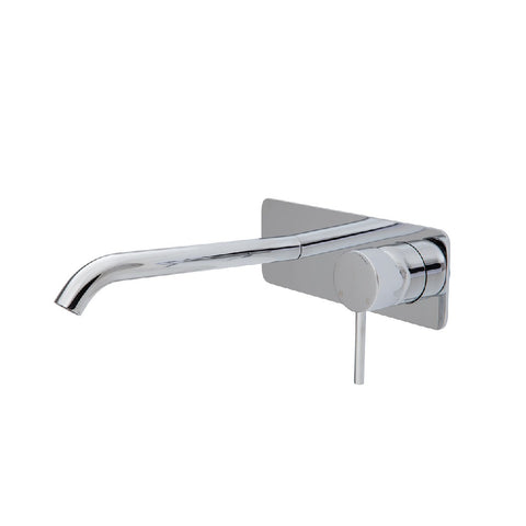 Fienza Kaya Wall Basin/ Bath Mixer Set Soft Square Plate 200mm Outlet Chrome 228106-200 (4705865859132)