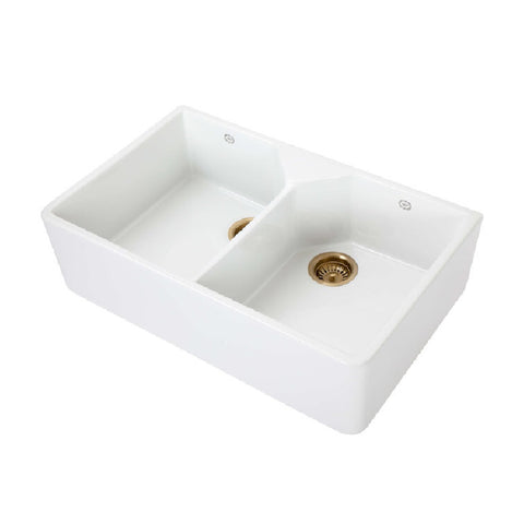 1901 Sink Double Butler 800mm with Brushed Gold Waste AB0200-BGW