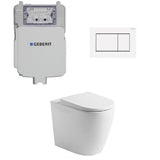 Geberit Toilet Package, Rimless Pan to Floor, Sigma 8 Inwall Cistern with Sigma 30 Flush Plate Matt White (4675268444220)
