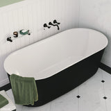 Fienza Windsor Acrylic Freestanding Bath 1700mm Matte Black with Gloss White Interior FR72-1700B