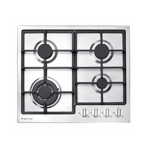 Artusi Cooktop 60cm 4 Burner Gas Hob With Flame Failure Enamel Trivet Flame Stainless Steel CAGH600X (4615426736188)