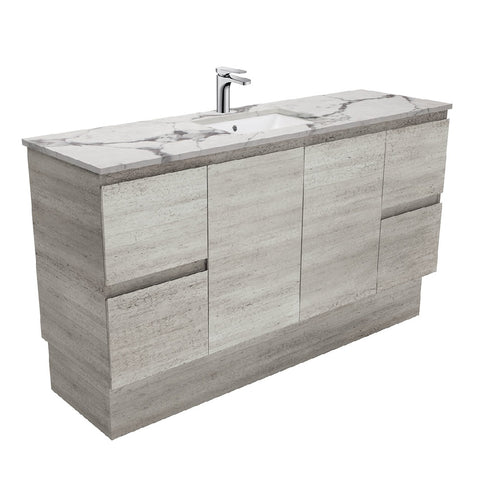 Fienza Edge Industrial Calacatta Marble Kicker 1500mm Vanity (Single Bowl)SM150XKS (4597292269628)