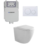 Geberit Toilet Package, Fienza Koko White Wall Face Toilet Pan to Floor, Sigma 8 Inwall Cistern with Sigma 20 Flush Plate Matt White (4675267788860)