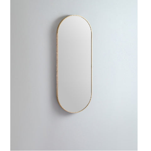 Remer Modern Oblong Mirror 460x1210mm Brushed Brass Aluminium Frame MO46121-BB