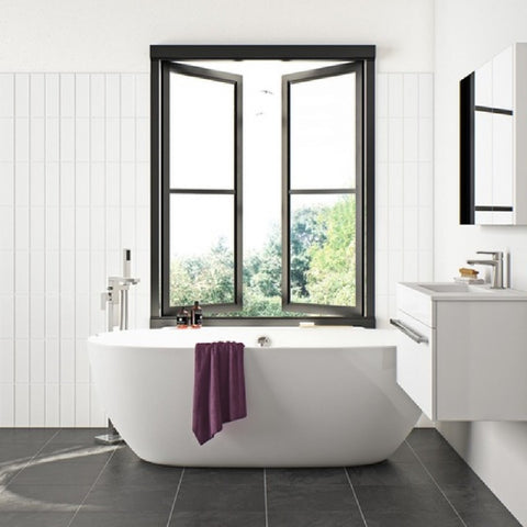 BelBagno Palermo 1750mm Back to Wall Freestanding Bath Acrylic White BB1718 (Bonus: Pop up waste colour included)