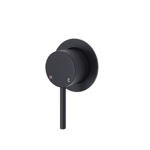 Fienza Kaya Wall Mixer Small Round Plate Matte Black 228101B (4705867497532)