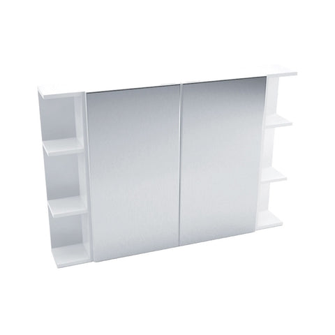 Fienza Mirror Cabinet 1050mm with two side shelves Gloss White PSS105 (4689840799804)